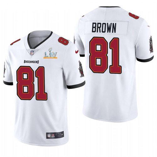 Men's Tampa Bay Buccaneers #81 Antonio Brown White 2021 Super Bowl LV Limited Stitched NFL Jersey